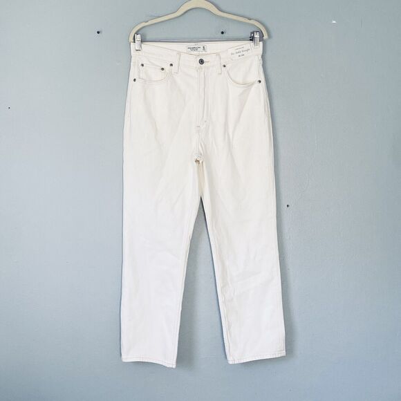 Abercrombie & Fitch Jeans 30/10 Ivory Ultra High Rise Ankle Straight Capsule NEW - Picture 1 of 10